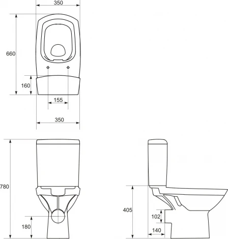 Унитаз-компакт Cersanit Carina Clean On 011 3/5 DPL EO slim