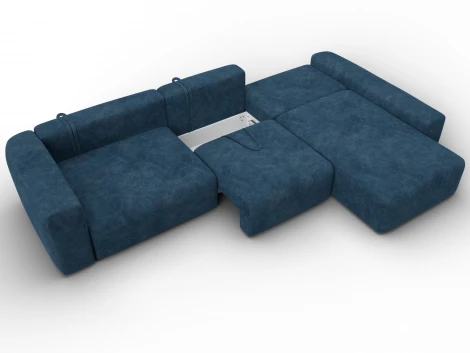 Диван угловой Лига-066 НПБ Лонг угол правый (ЛДСП,Фанера,Брус,Велюр/Синий) Лига Диванов 131219