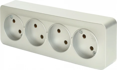 Розетка 4-х местная без заземления (серебро) Stekker София 49331