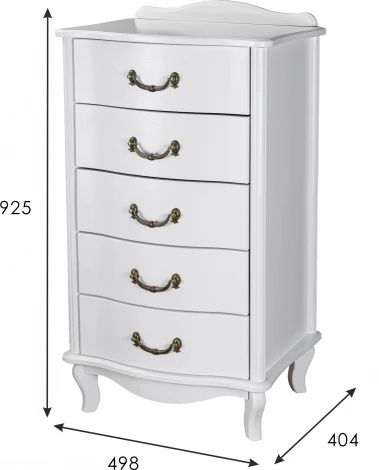 Комод Джульетта узкий 5 ящ., молочный дуб Л Mebelik арт.008547