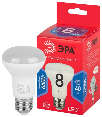 Лампочка светодиодная E27 8W ЭРА LED R63-8W-865-E27 R