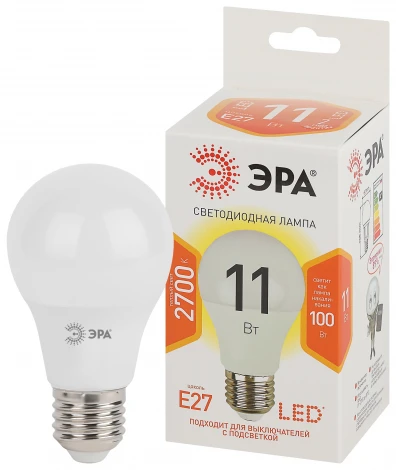 Лампочка светодиодная E27 11W ЭРА LED A60-11W-827-E27