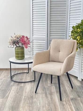 Стул VALLEYS Бежевый Lake-110, ткань / черный каркас / Товарный знак DISAUR