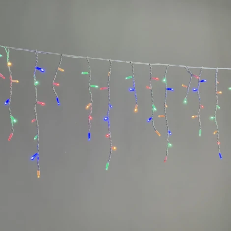 Гирлянда Бахрома 3,1 x 0,5 м разноцветная 220В, 120 LED, провод белый каучук, IP65 Laitcom LL120-8-2M