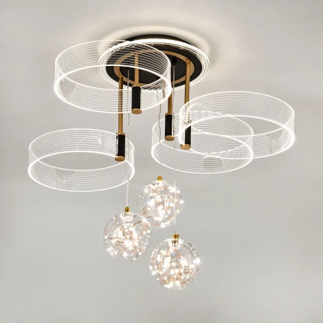 Потолочная люстра светодиодная на штанге с пультом с регулировкой цветовой температуры и яркости LED4U LED4U L1040-750 BK