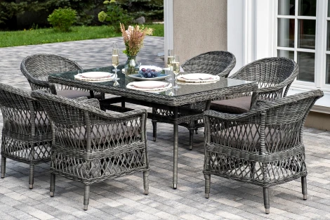 "Амароне" обеденная группа из искусственного ротанга на 6 персон, цвет графит 4SIS арт.УТ-00007688