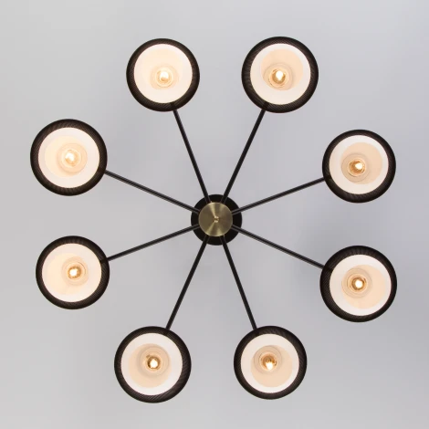 Потолочная люстра Wi-Fi на штанге Eurosvet Nocciola 70106/8 черный (220V, управление смартфоном, голосовое управление, умный дом - Minimir Home, Алиса, Маруся, Салют, шарики)