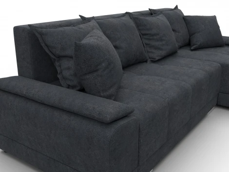 Диван угловой Лига-119 угол правый (ДСП,Брус,Фанера,ЛДС,Велюр/Темно-серый) Лига Диванов 137100