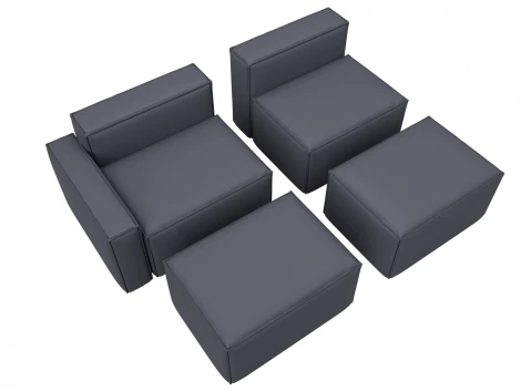 Диван угловой модульный Лига-063 угол левый (ДСП/Пластик/Экокожа/Серый) Лига Диванов 129791L