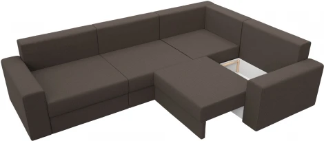 Диван угловой Майами Long правый угол (Коричневый/Рогожка) Лига Диванов арт.122906