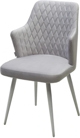 Стул M-City HERMAN СВЕТЛО-СЕРЫЙ BM-4, велюр / белый каркас