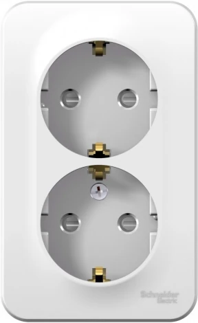 Розетка накладная двойная с заземлением и шторками (белый) Systeme Electric Blanca BLNRA011201