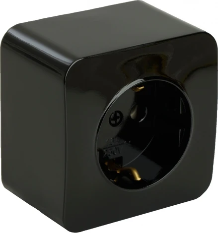 Розетка с заземлением (черный) Stekker София 49314