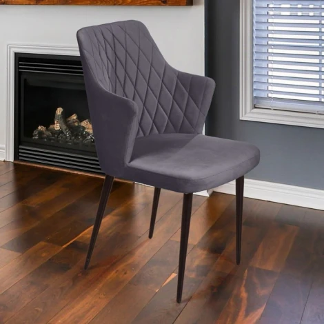 Стул с подлокотниками Hunt ромб, бархат серый 27 / чёрный конус Top Concept 75349