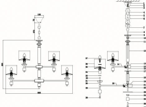 Подвесная люстра Lumien Hall Vivien LH1038/15H-NK-WT