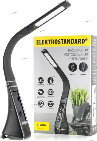 Офисная настольная лампа светодиодная черный с будильником Elektrostandard ELARA TL90220 (сенсорный выключатель)