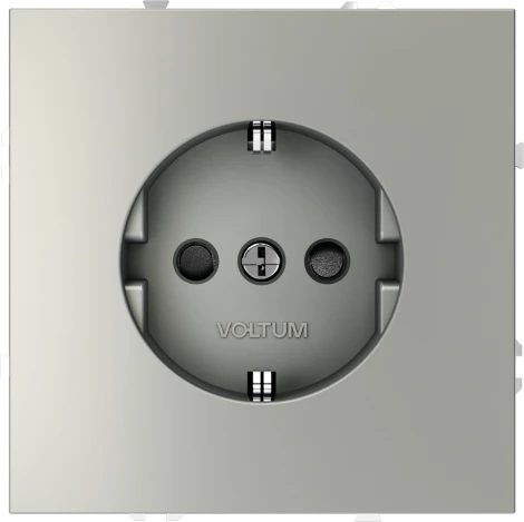 Розетка с заземлением и шторками (сталь) Voltum S70 VLS040205