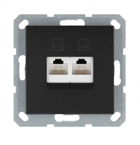 Розетка Ethernet RJ-45 двойная (антрацит) Jasmart G-Classic G6106B