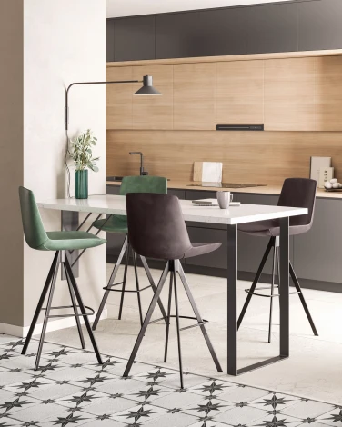 Барный стул La Forma (ex Julia Grup) Zeva (Черный,Зеленый/ Металл,Пена,Сталь)