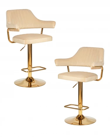 Набор 2 шт стул барный DOBRIN CHARLY GOLD (бежевый велюр (MJ9-10))