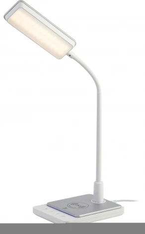 Офисная настольная лампа светодиодная с регулировкой цветовой температуры яркости и беспроводным ЗУ ЭРА NLED-499-10W-W (220V, сенсорный выключатель)