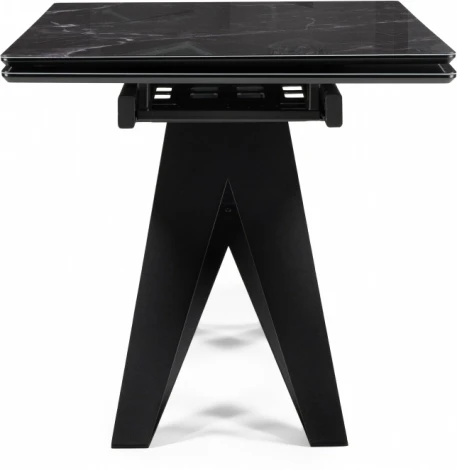 Стол стеклянный Notta Блэкберн 140(200)х80х75 черный мрамор / черный / черный арт.612168