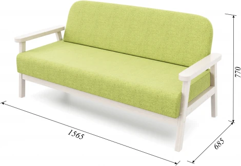 Диван Arsko прямой Флори М беленый дуб рогожка зеленая