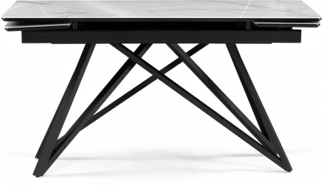 Стол стеклянный Notta Вилсон 140(200)х80 белый мрамор / черный арт.612172