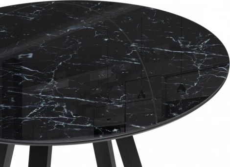 Стеклянный стол Норфолк 100 (Норфолк 100х78 черный мрамор / черный) Woodville арт.588038