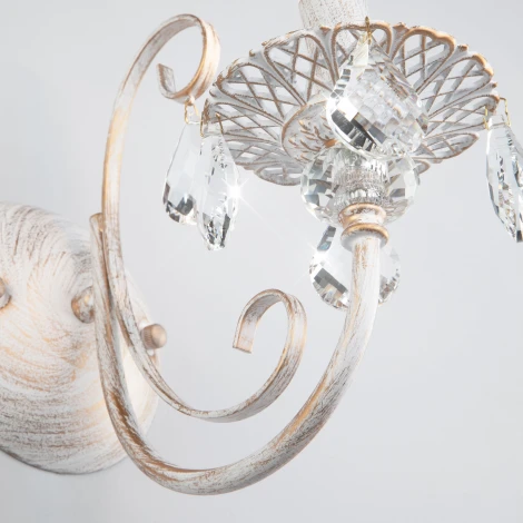 Бра Eurosvet 3305 3305/1 белый с золотом / прозрачный хрусталь (220V, хрусталь Strotskis, подвески, подсвечник, свеча)