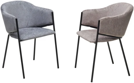 Стул M-City ДИЛЛ, цвет RAIN 17 серый, велюр / черный каркас