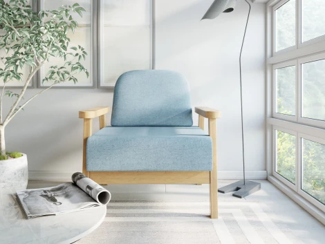 Кресло Arsko Флори береза рогожка голубая