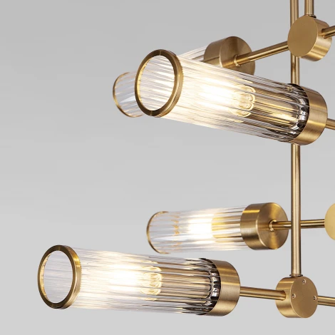 Потолочная люстра Wi-Fi ярусная на штанге Eurosvet Oriens 60166/8 латунь (220V, управление смартфоном, голосовое управление, умный дом - Minimir Home, Алиса, Маруся, Салют)
