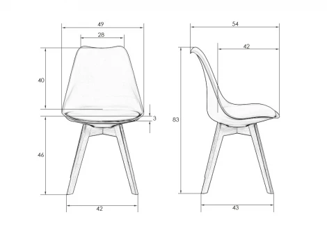 Набор 4 шт стул обеденный DOBRIN JERRY SOFT (ножки светлый бук, цвет сиденья чёрный (B-03))