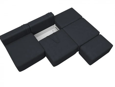 Диван прямой модульный с пуфом Лига-060 НПБ Лонг (ЛДСП,Брус,Фанера/Пластик/Замша/Темно-серый) Лига Диванов 129483