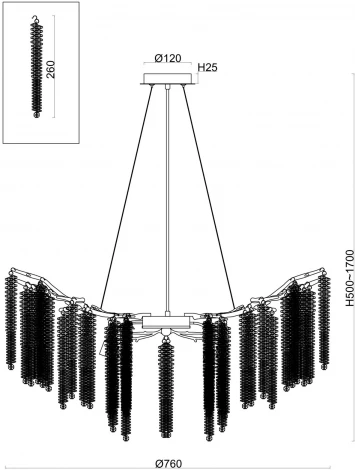 Подвесная люстра на штанге Freya Mineral FR1010PL-10G (220V, хрусталь, на тросе, листья, ветки)