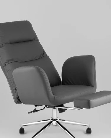 Кресло руководителя TopChairs Solid NC с оттоманкой серый УТ000041760