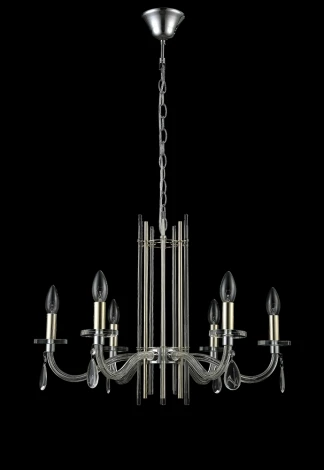 Подвесная люстра AURELIO SP6 GOLD+CHROME/TRANSPARENT Crystal Lux (220V, хрусталь, на цепи, свеча)
