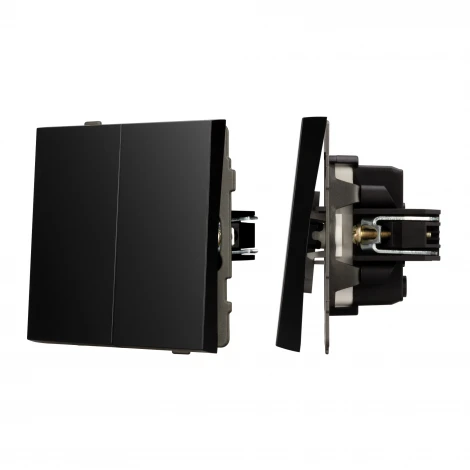 Механизм выключателя двухклавишный непроходной SWT-TENDO-MK02-PL-BK (230V, 10A) (Arlight) 054059