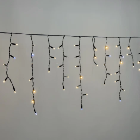 Гирлянда Бахрома 3,1 x 0,5 м тепло-белая с мерцанием белого диода 220В, 120 LED, провод черный каучук 2,3мм, IP65 Laitcom ECO120BLW-1-2WW