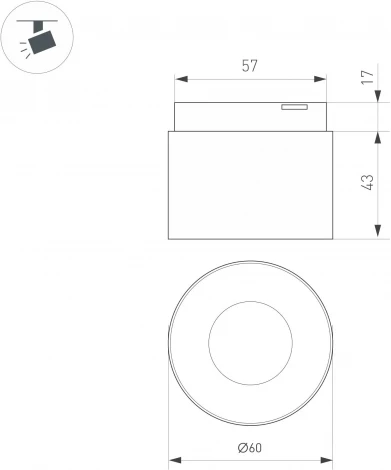 светильник магнитный MAG-MICROCOSM-POINT-R60-5W Warm3000 (BK, 36 deg, 24V) (Arlight, IP20 Металл) 043256