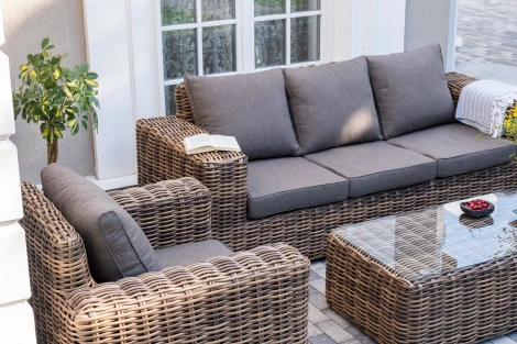 "Палермо" лаунж-зона из искусственного ротанга, цвет соломенный 4SIS арт.УТ-00008190