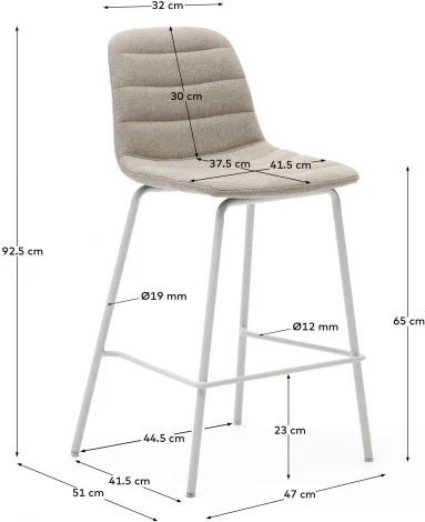 Полубарный стул Zunilda из синели бежевого цвета и стали с матовой белой отделкой La Forma (ex Julia Grup) арт.166659