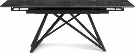 Стол стеклянный Notta Вилсон 140(200)х80 черный мрамор / черный арт.612173