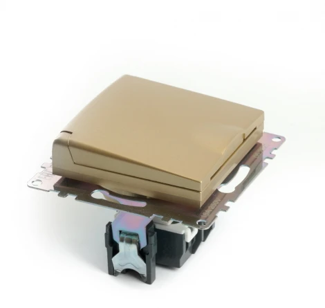 Розетка с заземлением и защитной крышкой (золото) Stekker Катрин 49222