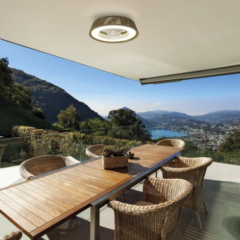 Потолочная люстра светодиодная с вентилятором Mantra Polinesia 8228 (регулировка яркости, 220V, пульт управления, круглые, IP44)