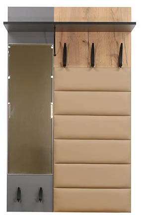 Прихожая Ольга-лофт 6 с зеркалом, Дуб крафт золотой/Темно-серый, Ивару