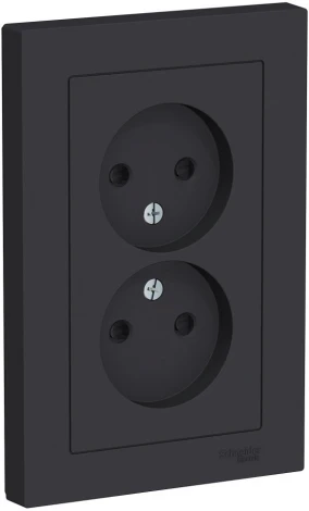 Розетка встраиваемая двойная без заземления со шторками (карбон) Systeme Electric AtlasDesign ATN001022