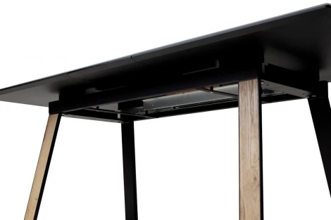 Стол Франк 160 ГРАФИТ, стекло / ДУБ ГАЛИФАКС-ЧЕРНЫЙ