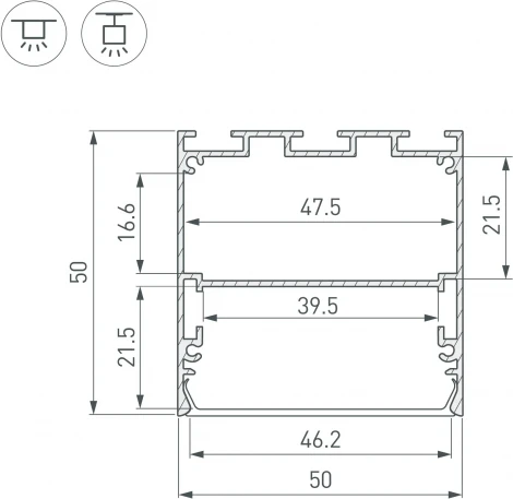 Профиль LINE-S-5050-2500 WHITE (Arlight, Алюминий) 041843